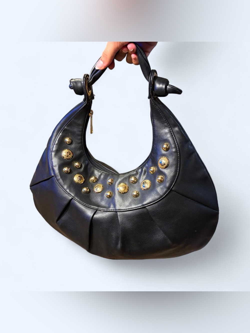 Y2K Grunge Black Leather Bag by XOXO!